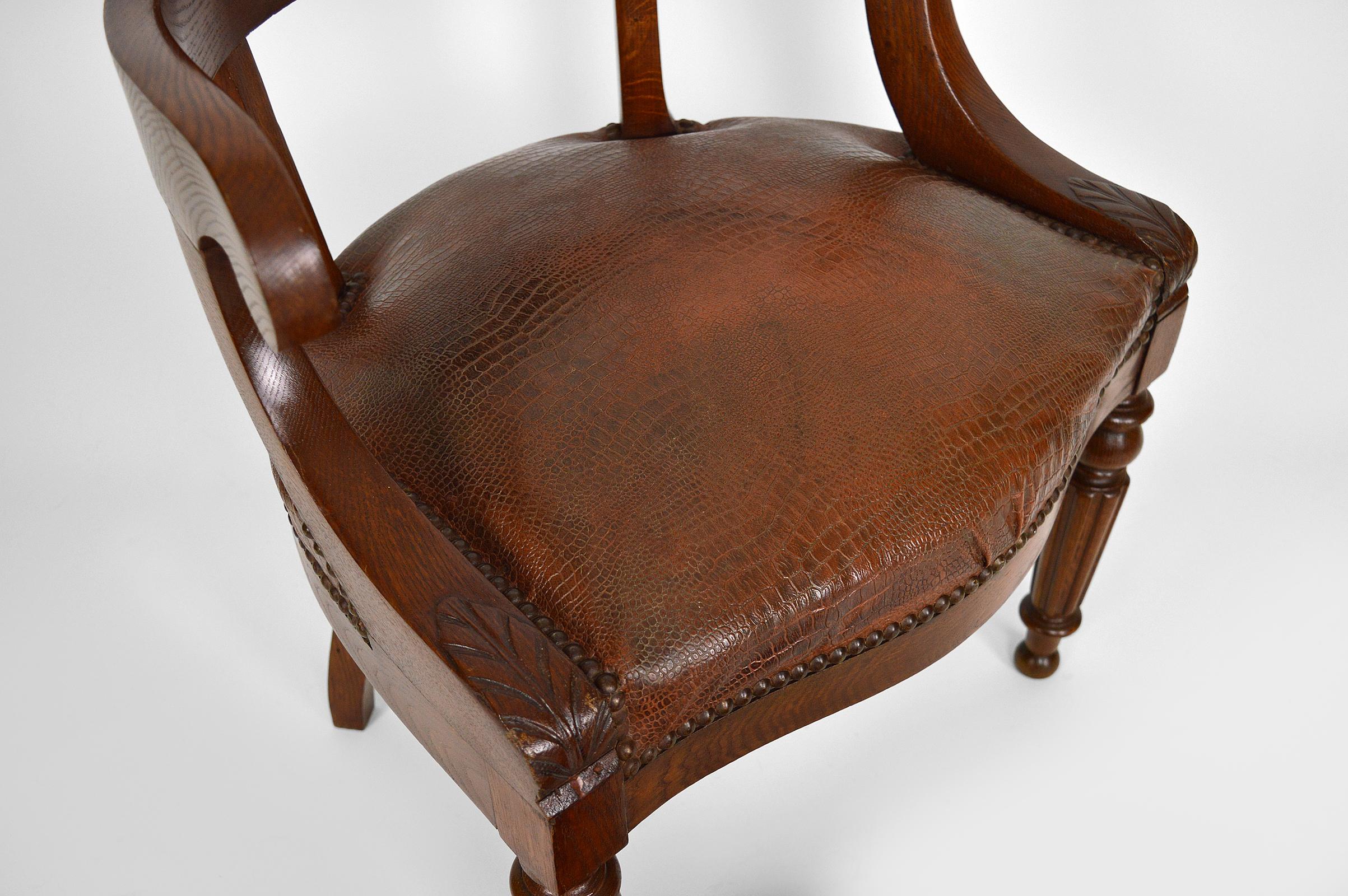 Cuir Fauteuil de bureau de style Napoléon III, France, vers 1880