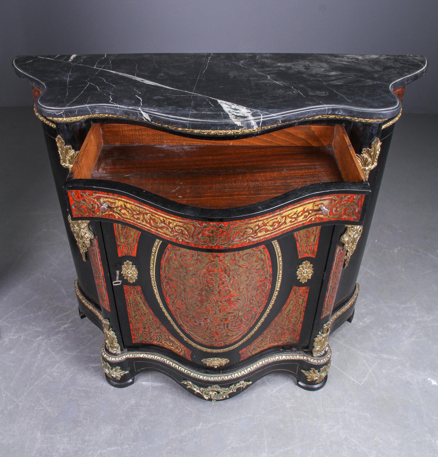 Napoleon III Style Ebonized Cabinet with Marble Top For Sale 1