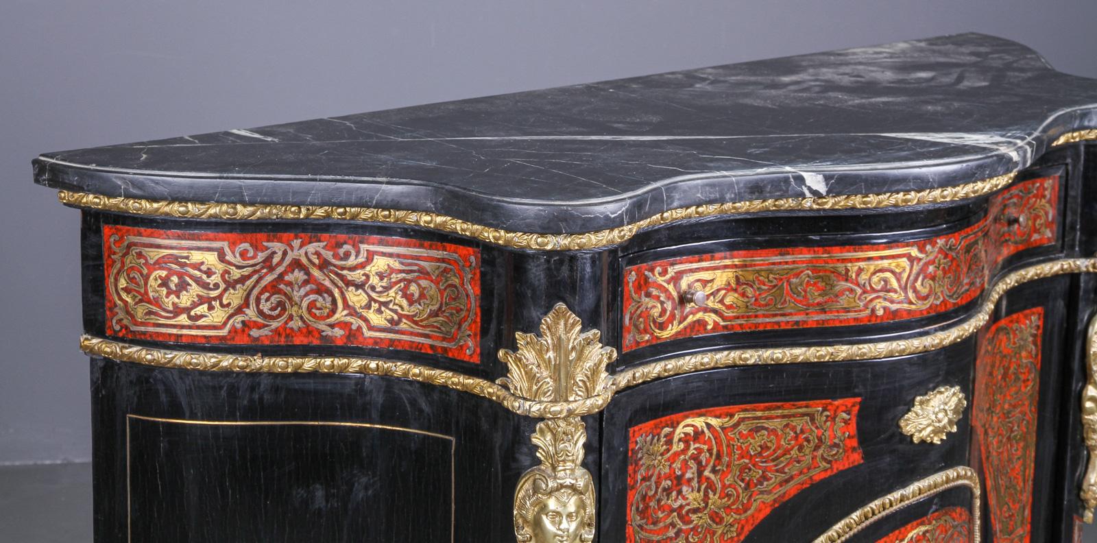 Napoleon III Style Ebonized Cabinet with Marble Top For Sale 2
