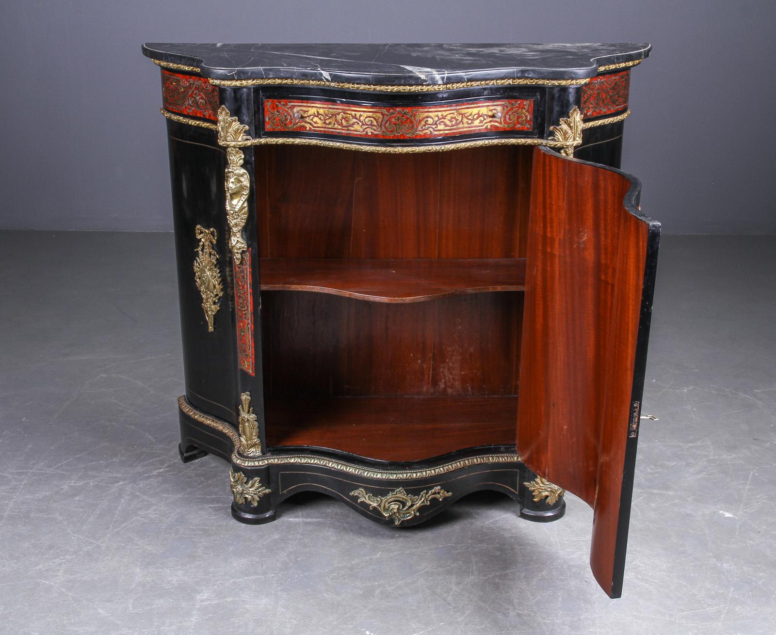 Napoleon III Style Ebonized Cabinet with Marble Top For Sale 4