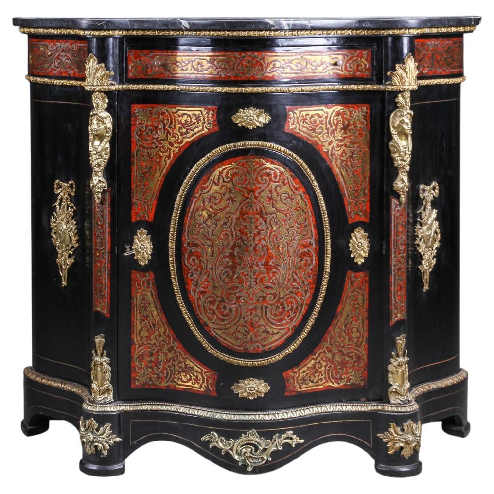 Napoleon III Style Ebonized Cabinet with Marble Top For Sale
