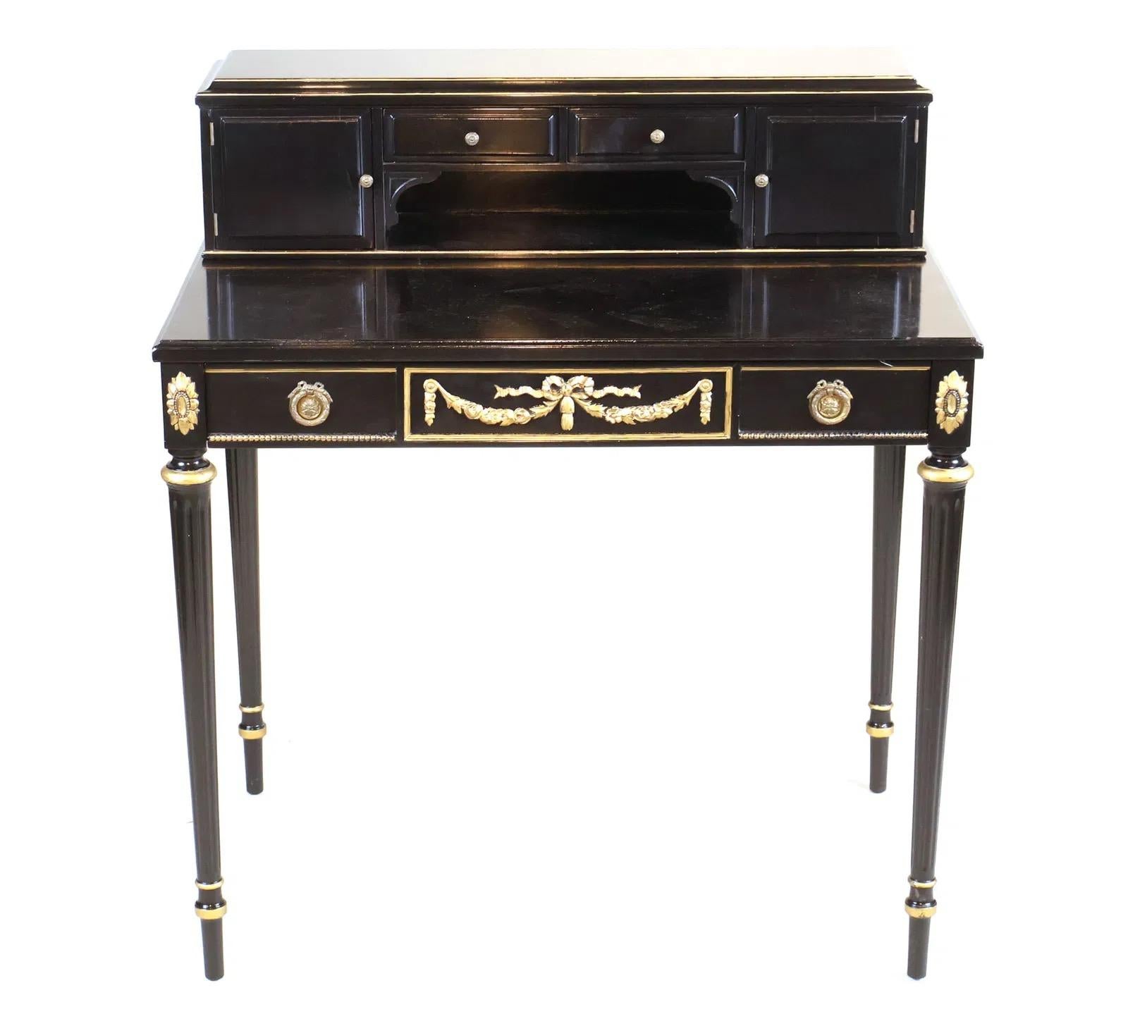 Américain Bureau ébonisé de style Napoléon III