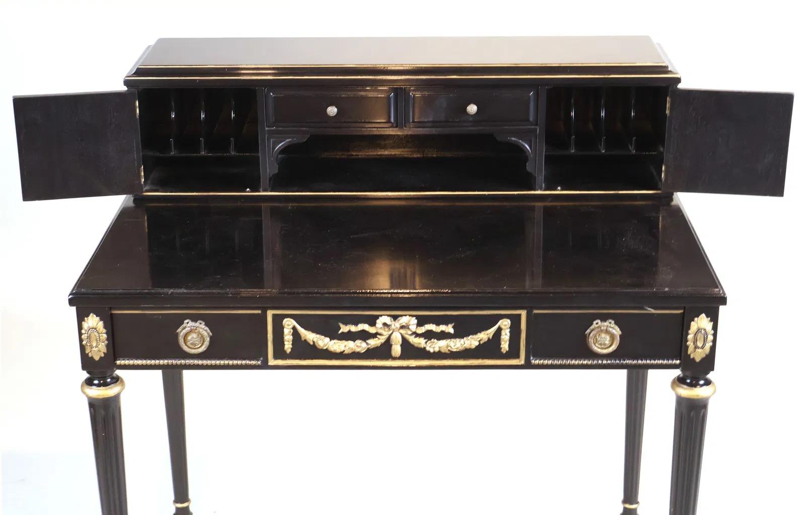 Laiton Bureau ébonisé de style Napoléon III