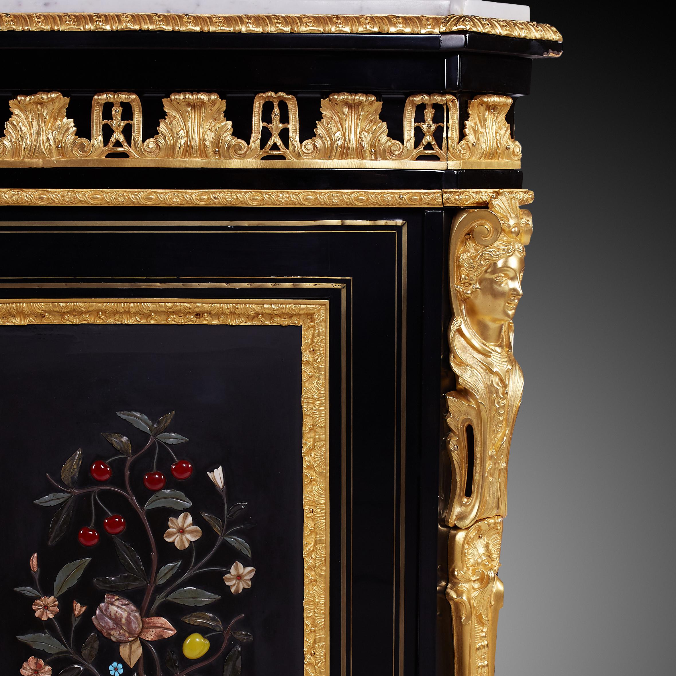 Napoleon III Style Ebony Ormolu Cabinet. For Sale 4