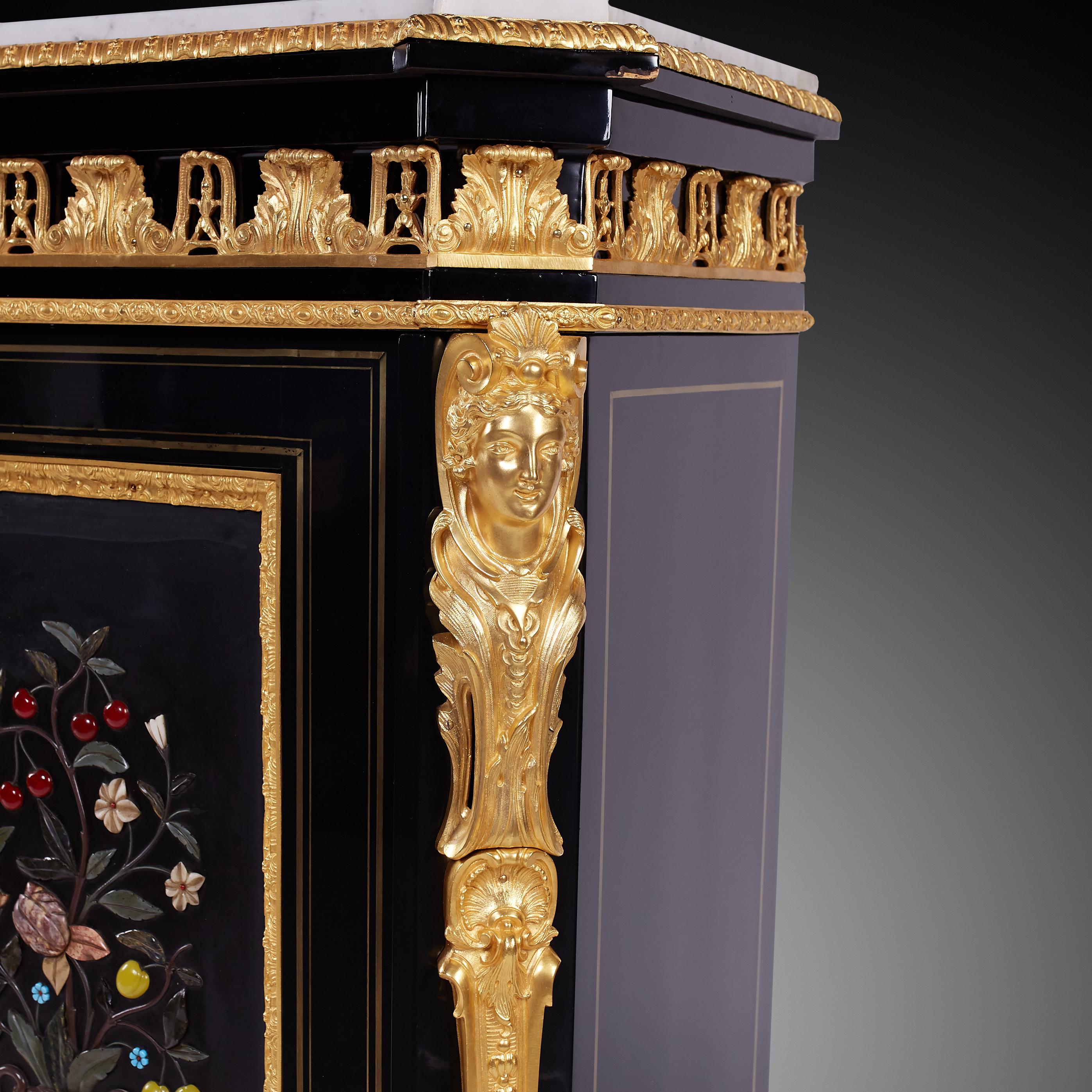 Napoleon III Style Ebony Ormolu Cabinet. For Sale 5