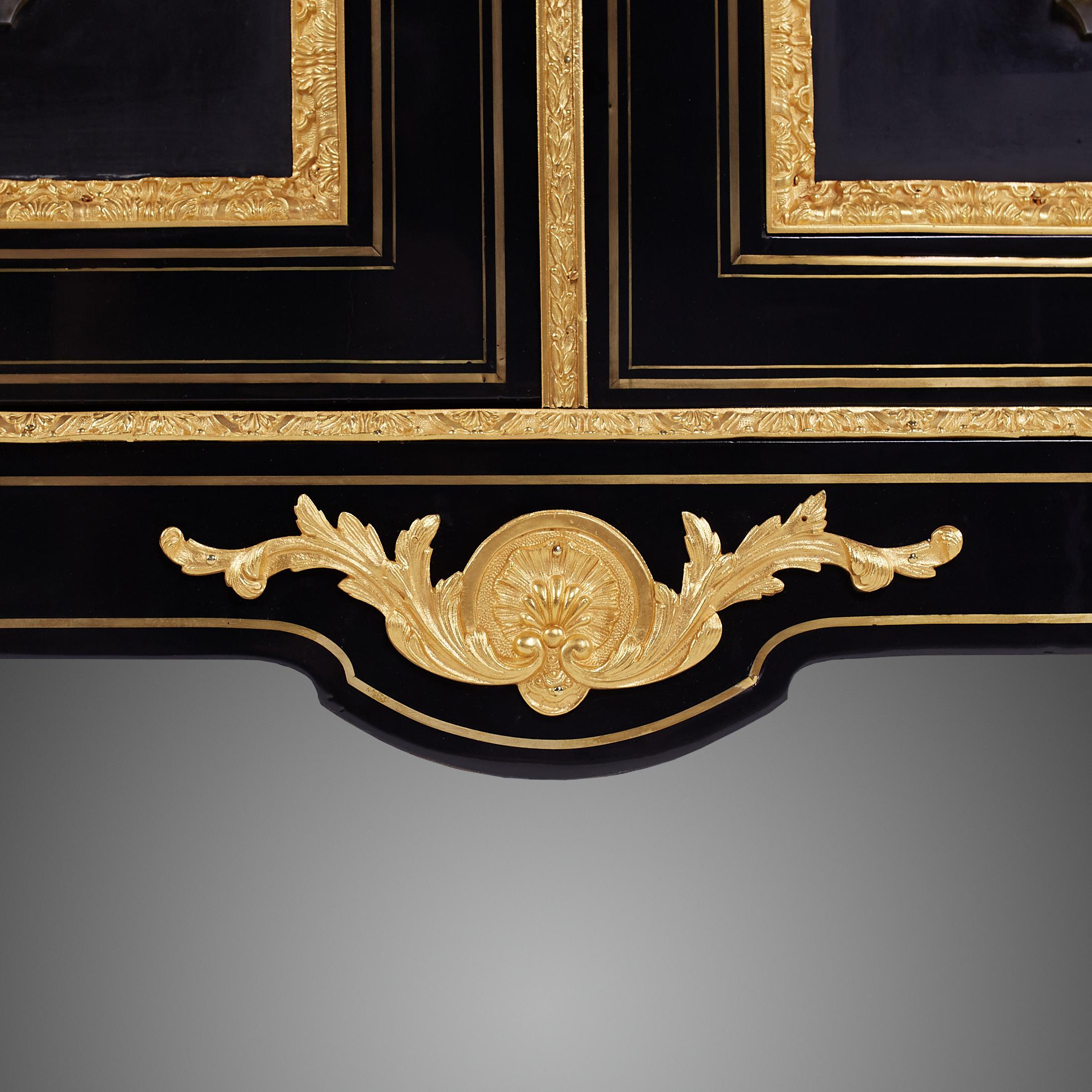 Napoleon III Style Ebony Ormolu Cabinet. For Sale 7