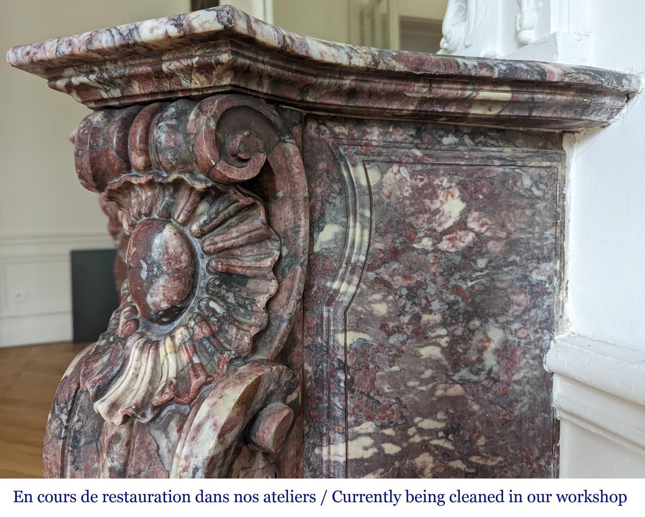 Napoleon III style Fleur de Pêcher marble mantel For Sale 3
