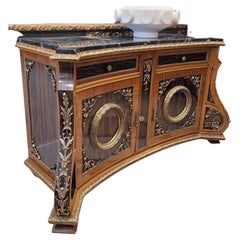 Napoleon III Style French Buffet Chest of drawers wood bronze black marble