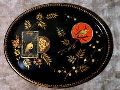 Napoleon III Style French "Chinoserie" Hand-Painted Metal Tray
