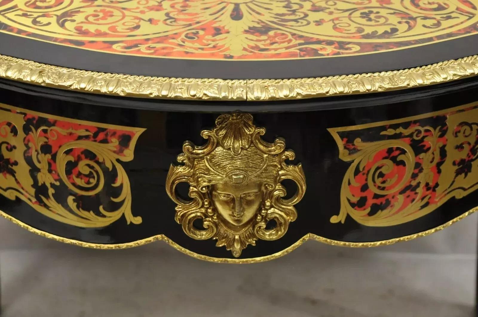 Table centrale de style Napoléon III en bronze incrusté de laiton Boulle Turtle Top en vente 6