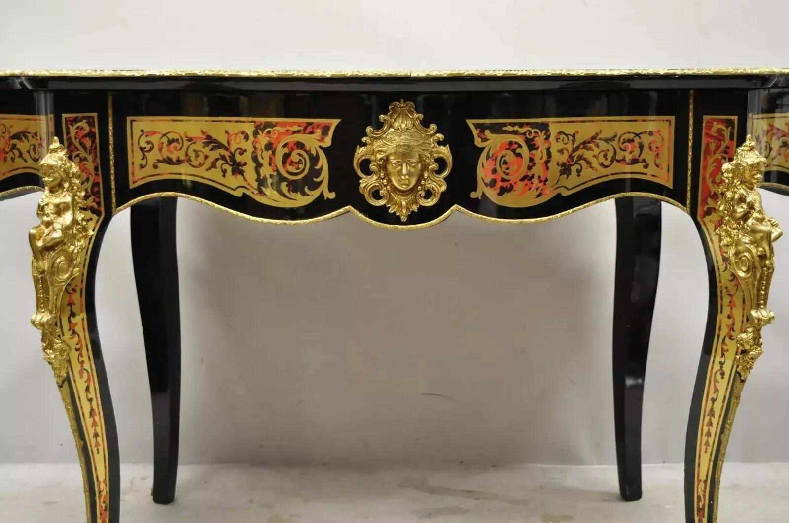 Table centrale de style Napoléon III en bronze incrusté de laiton Boulle Turtle Top Bon état - En vente à Philadelphia, PA