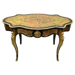 Napoleon III Stil Französisch Intarsien Messing Bronze Boulle Schildkröte Top Center Tisch