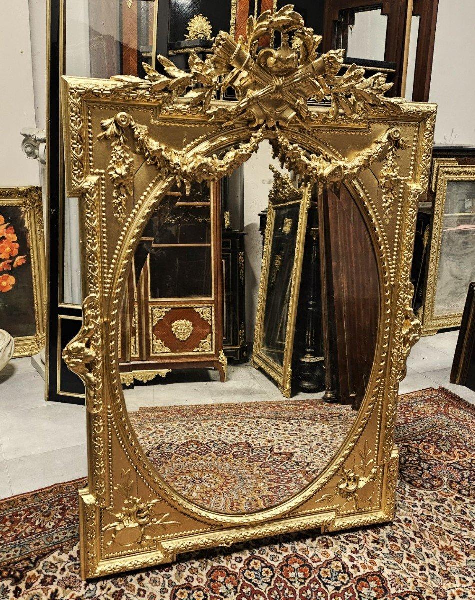 Napoleon III Style French Large Golden Stucco Wall Mirror 19th Century 7