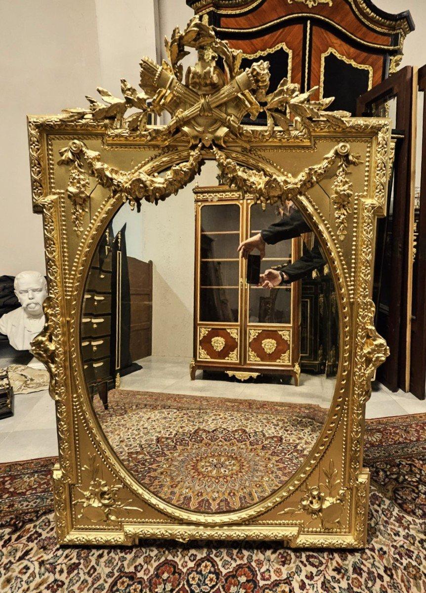 Napoleon III Style French Large Golden Stucco Wall Mirror 19th Century 3