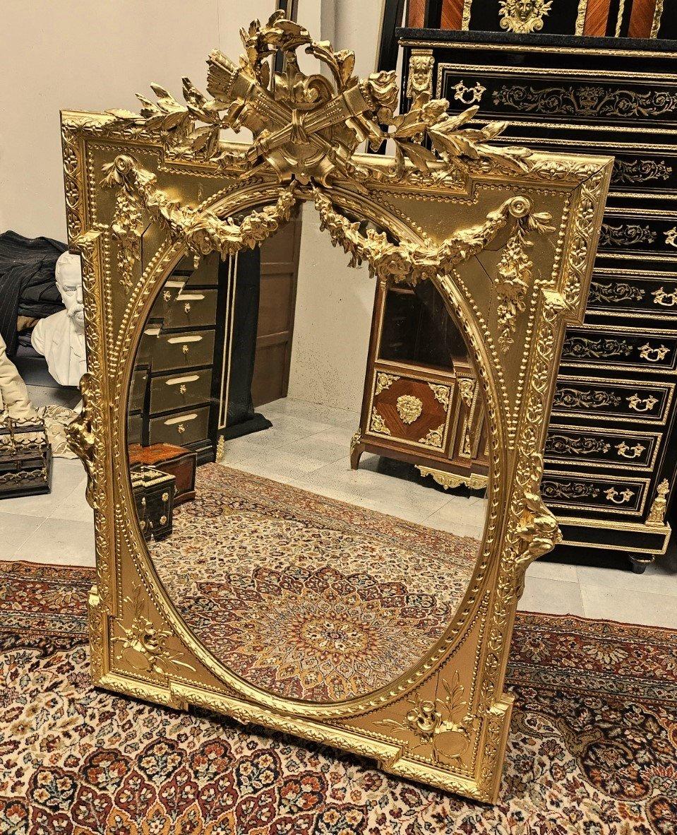 Napoleon III Style French Large Golden Stucco Wall Mirror 19th Century 4