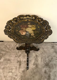 Napoleon III Style French Sail Table In Papier Machè and Solid Wood