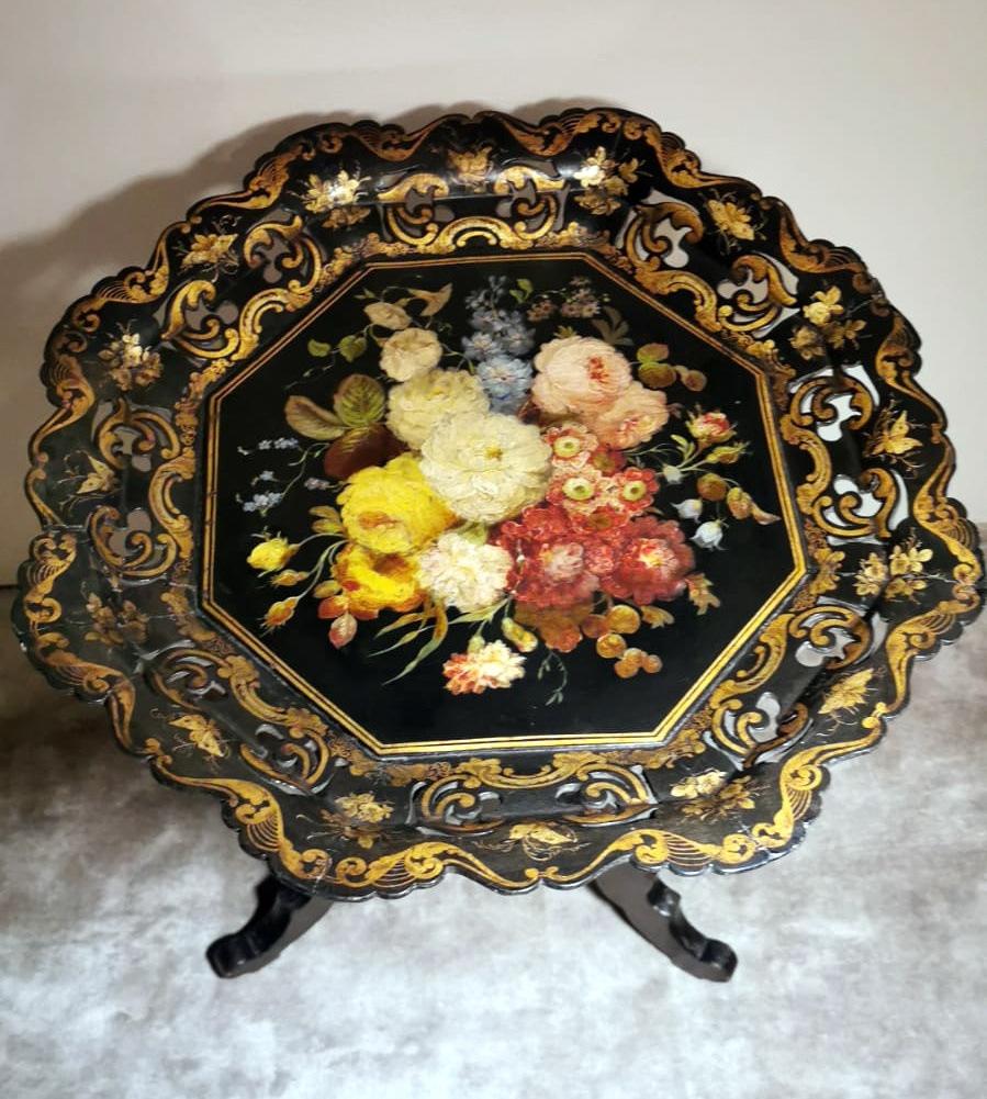 Napoleon III Style French Sail Table in Papier Machè In Good Condition In Prato, Tuscany