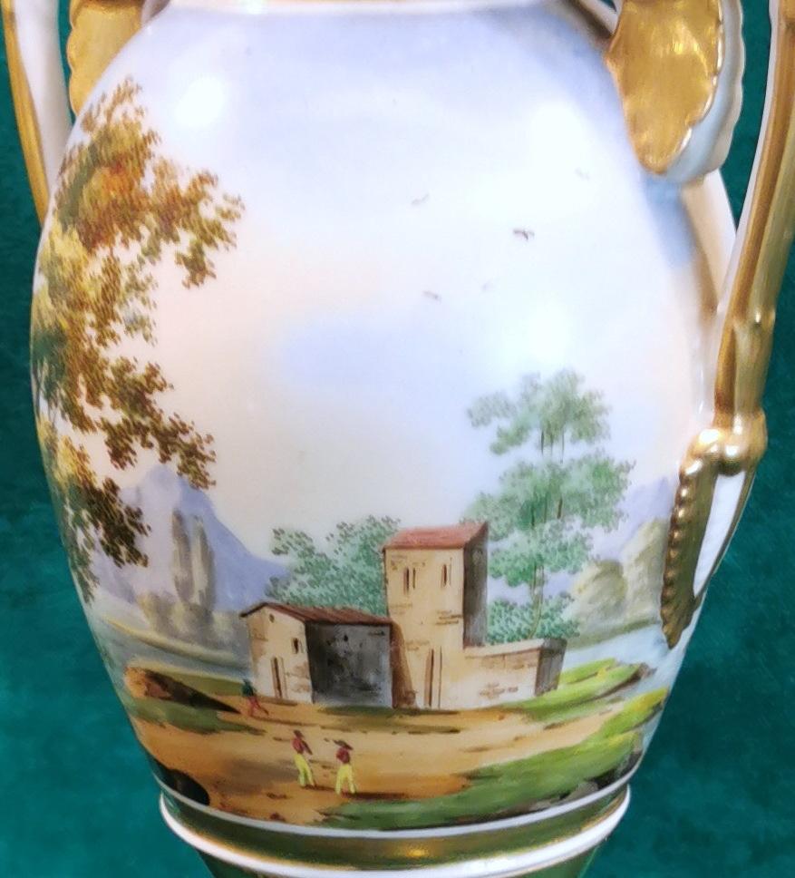 Napoleon III Style French Vase Porcelain De Paris Hand-Painted and Pure Gold 6