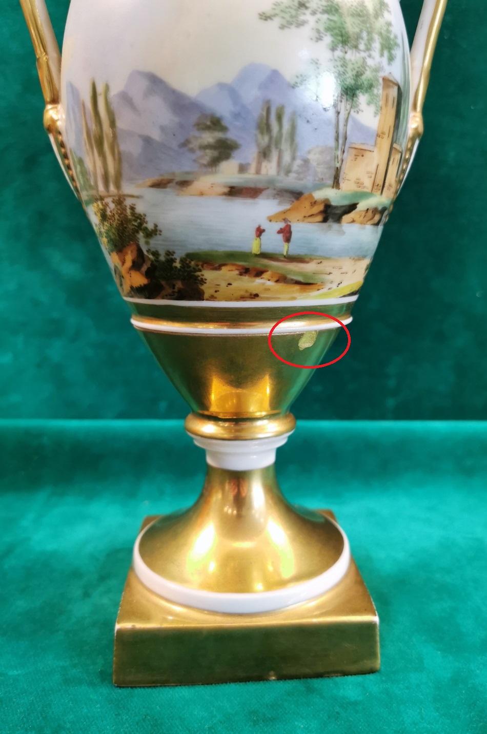 Napoleon III Style French Vase Porcelain De Paris Hand-Painted and Pure Gold 11