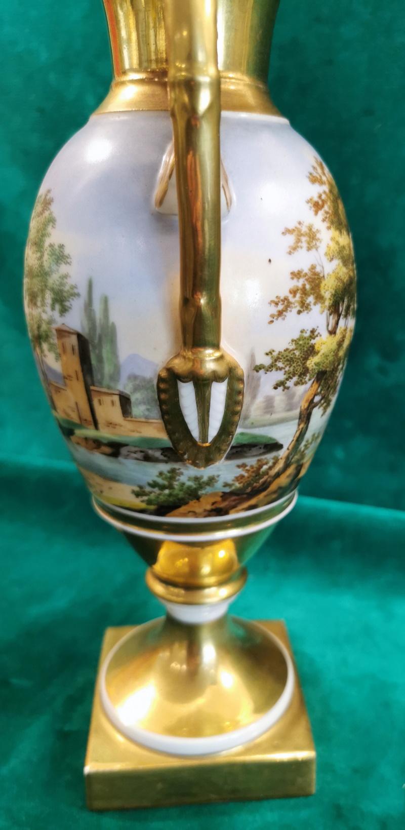 Napoleon III Style French Vase Porcelain De Paris Hand-Painted and Pure Gold 12