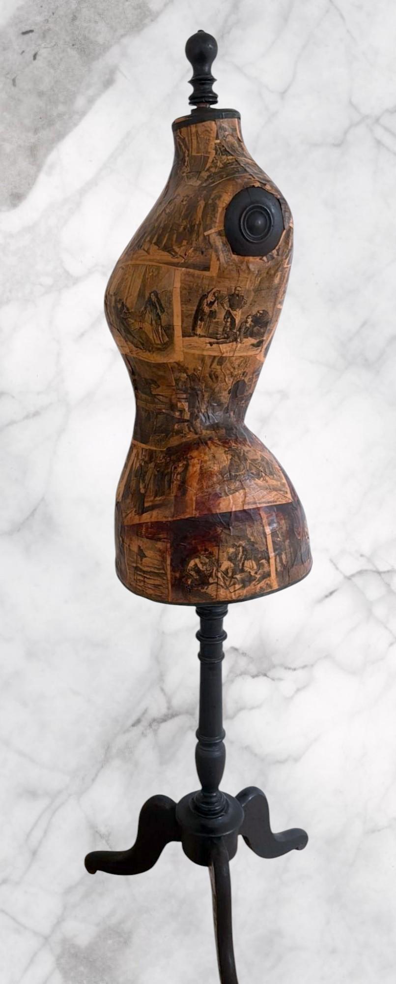 Découpage Manichino da sarto francese in legno stile Napoleone Iii in vendita
