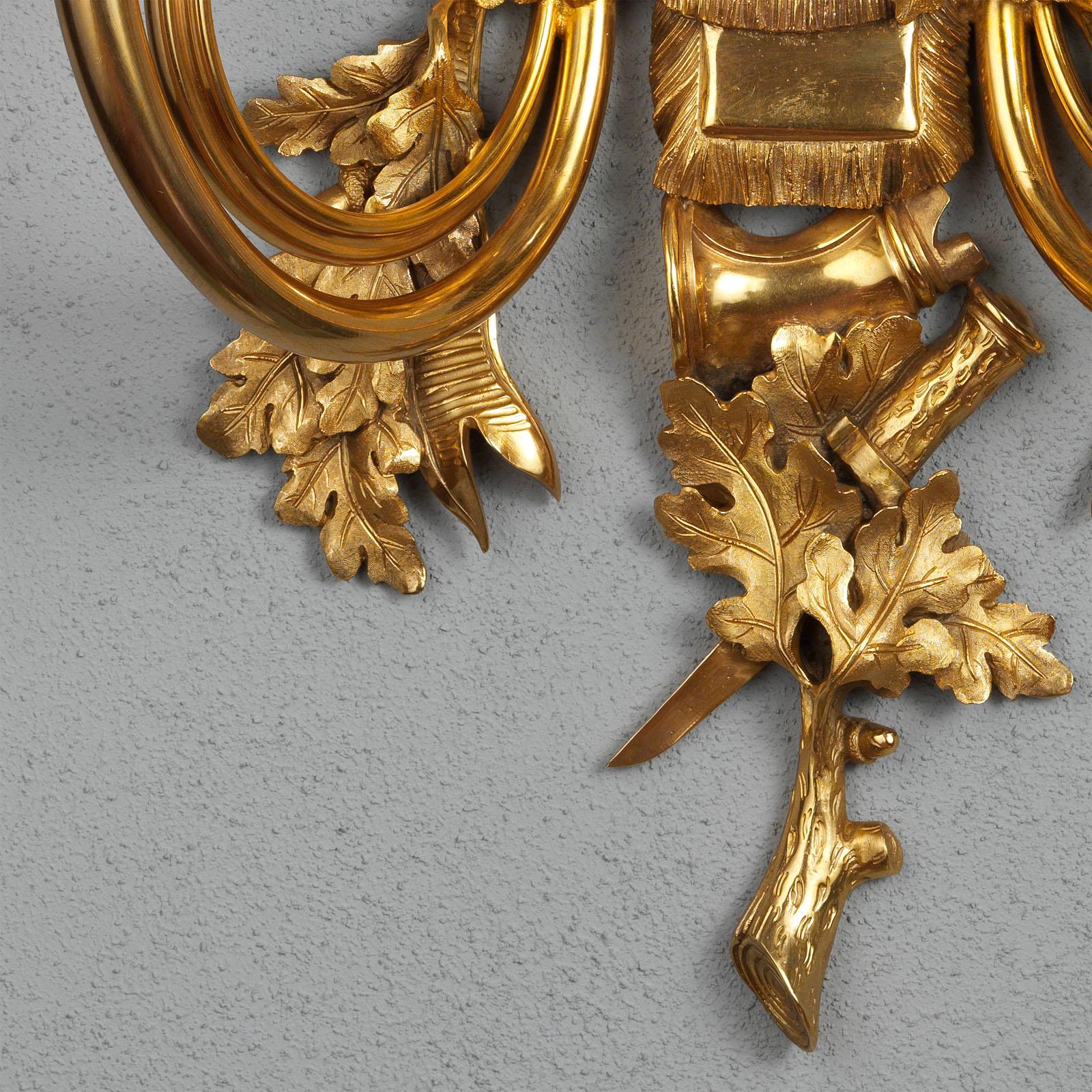 Vergoldete Bronze-Wandleuchter im Napoleon-III-Stil von Gherardo Degli Albizzi (Italienisch) im Angebot