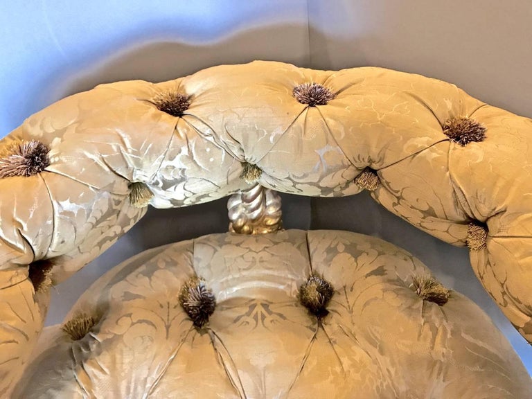 Napoleon III Style Gilt Rope Carved Chair in Diamond Tufting at 1stDibs