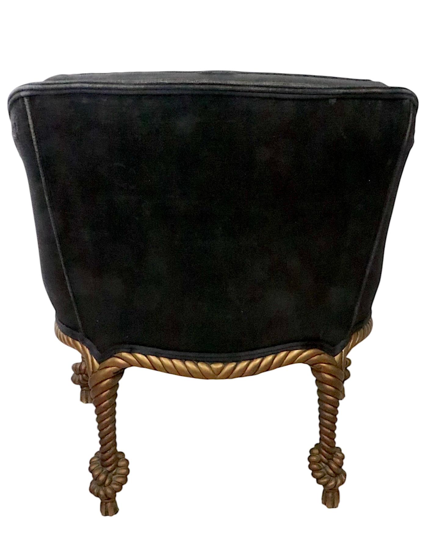 Sedie da vasca con cornice a corda dorata in stile Napoleone III 3 disponibili in vendita 5