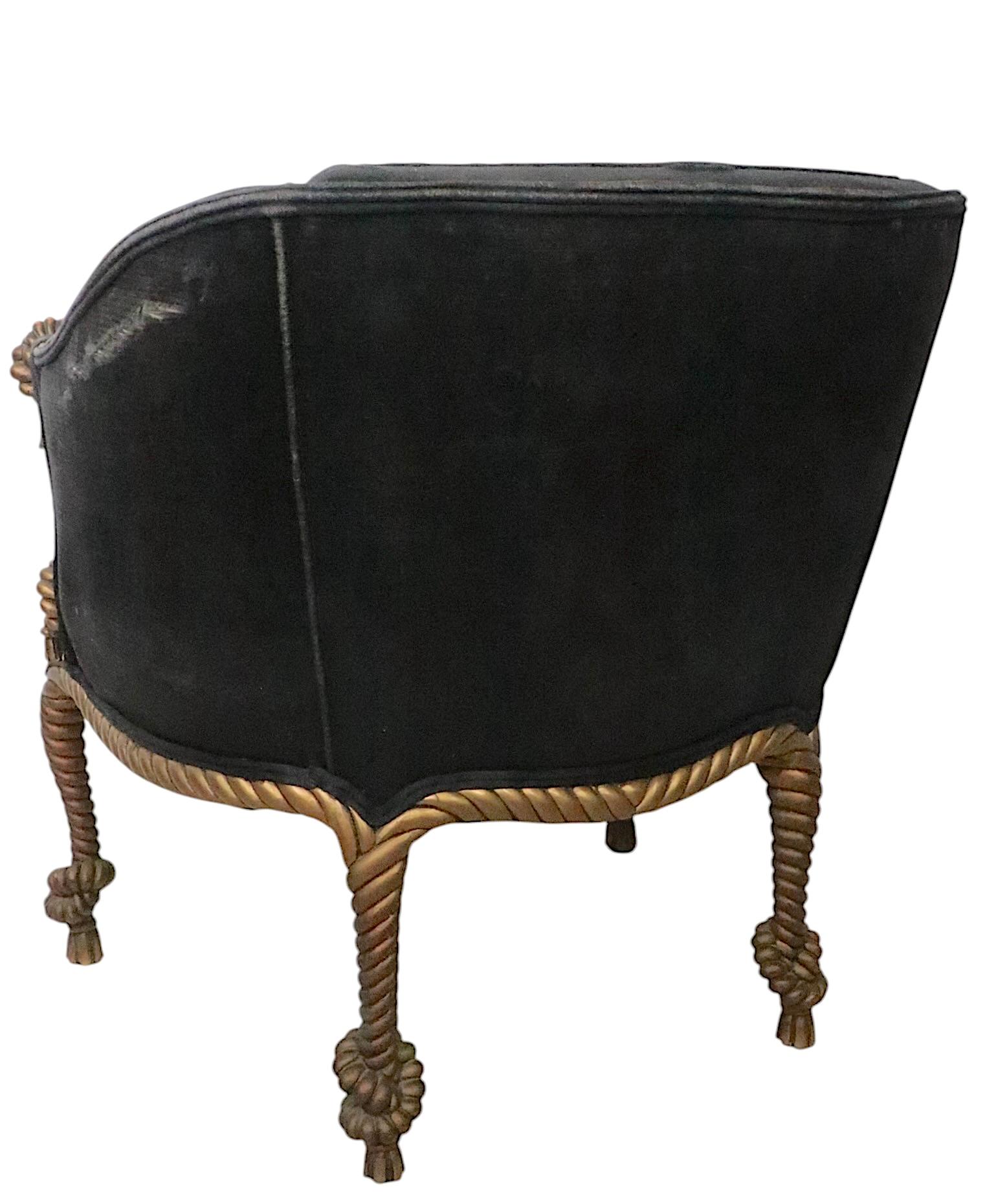 Sedie da vasca con cornice a corda dorata in stile Napoleone III 3 disponibili in vendita 6
