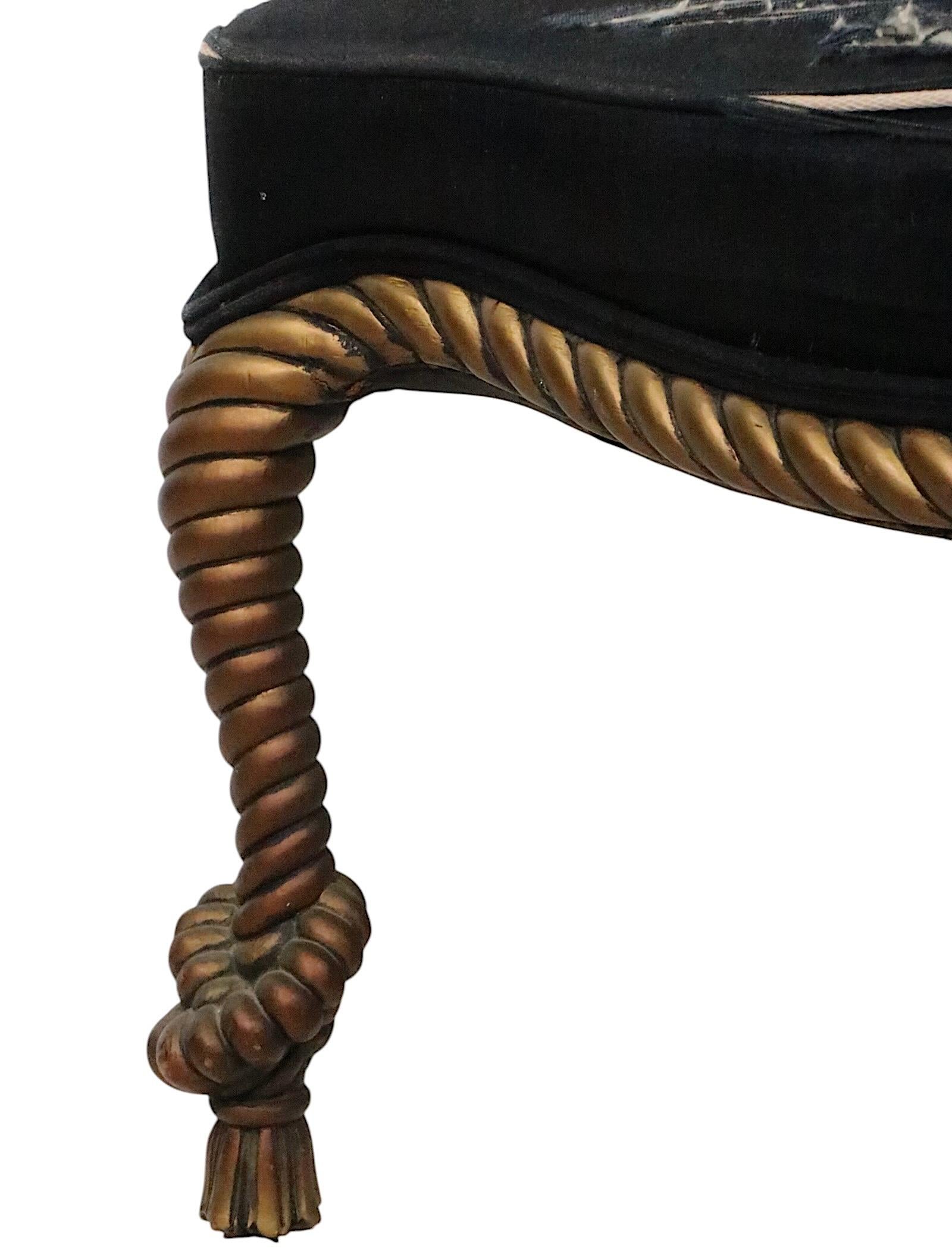 Italiano Sedie da vasca con cornice a corda dorata in stile Napoleone III 3 disponibili in vendita