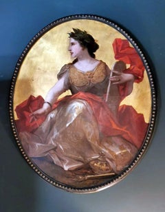 Napoleon III Style Large Oil On Canvas French Subject Calliope Gold Background