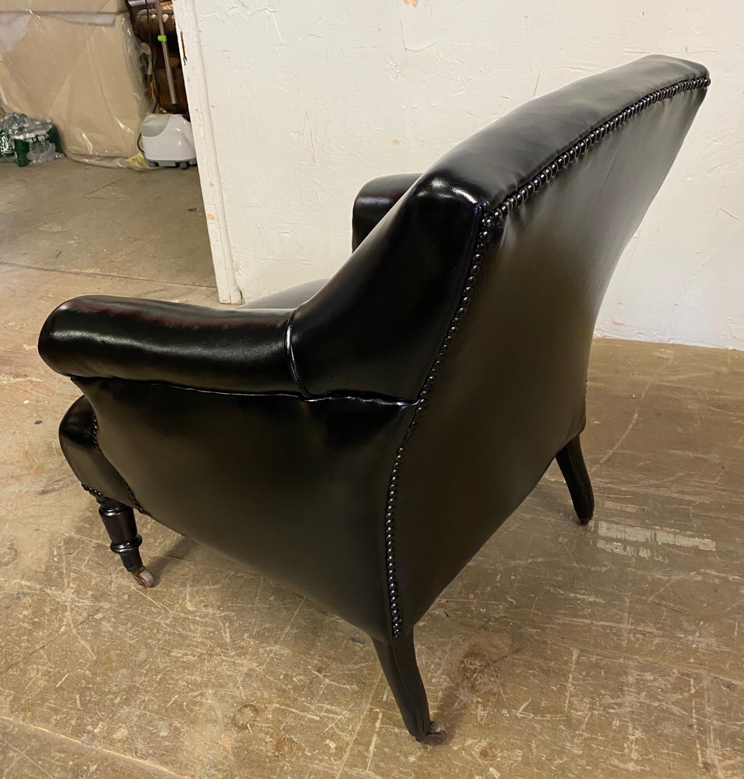 Upholstery Napoleon III Style Leather Upholstered Club Chair For Sale
