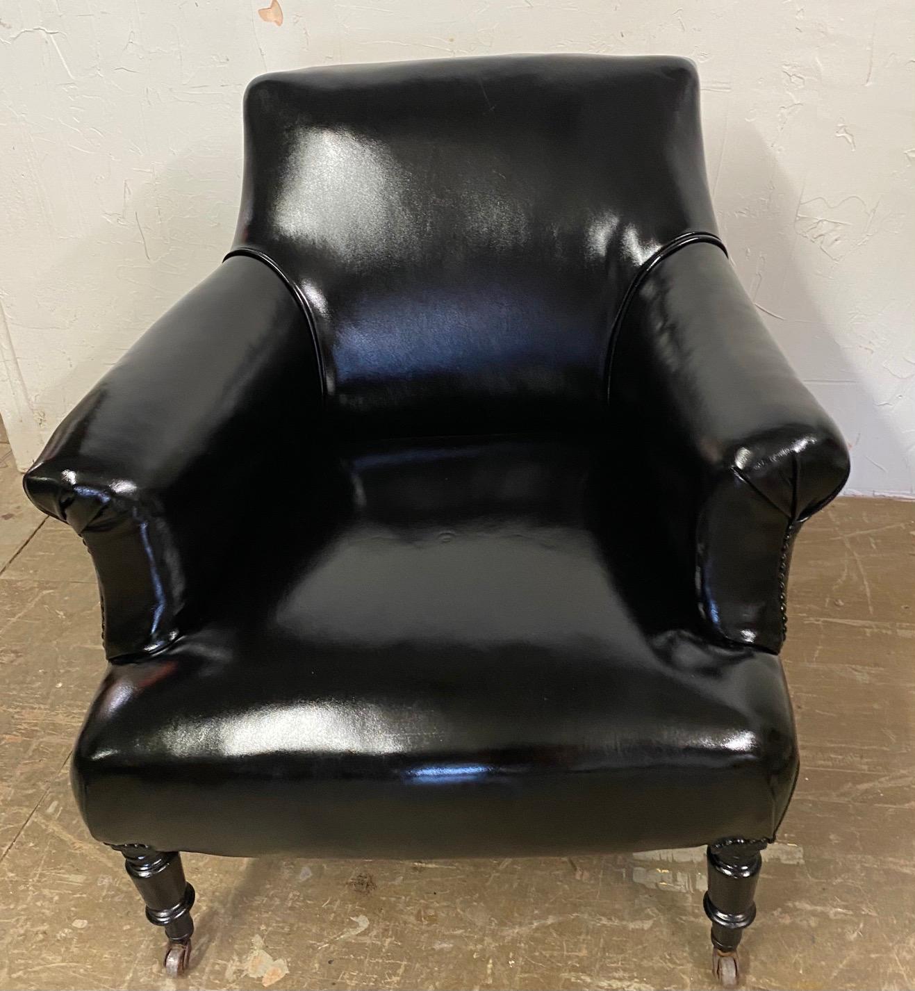 Napoleon III Style Leather Upholstered Club Chair For Sale 2