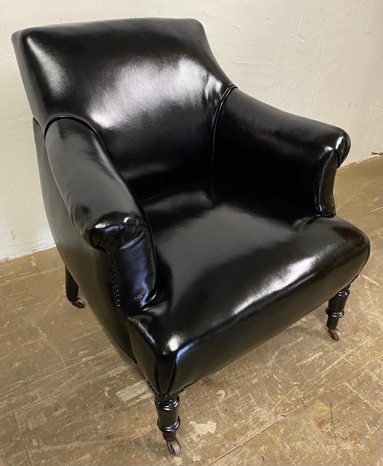 Napoleon III Style Leather Upholstered Club Chair For Sale 3