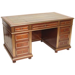Napoleon III Style Mahogany Double Pedestal Desk