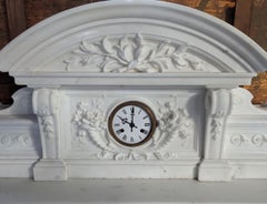 Napoleon III-Style Mantelpiece in Statuario Carrara Marble Including a Clock
