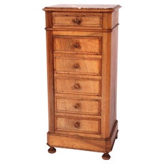 Napoleon III Style Marble Top Walnut Cabinet