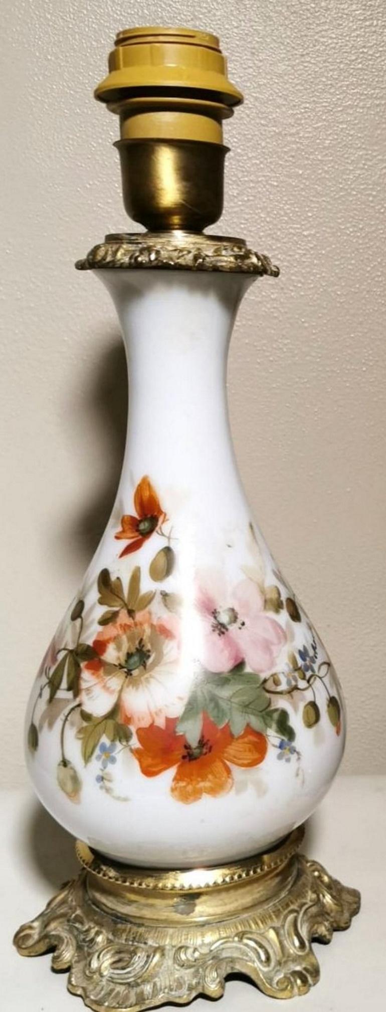 antique hand painted oil lamps