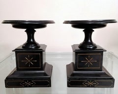 Napoleon III Style Pair of "Cassolettes" in Absolute Black Marble