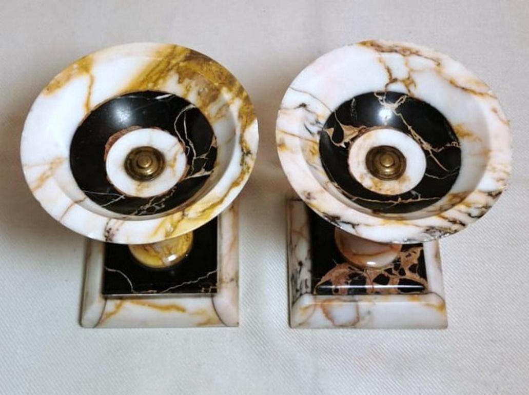 Napoleon III  Pair of French Cassolettes with Siena Yellow and Portoro Marbles 3