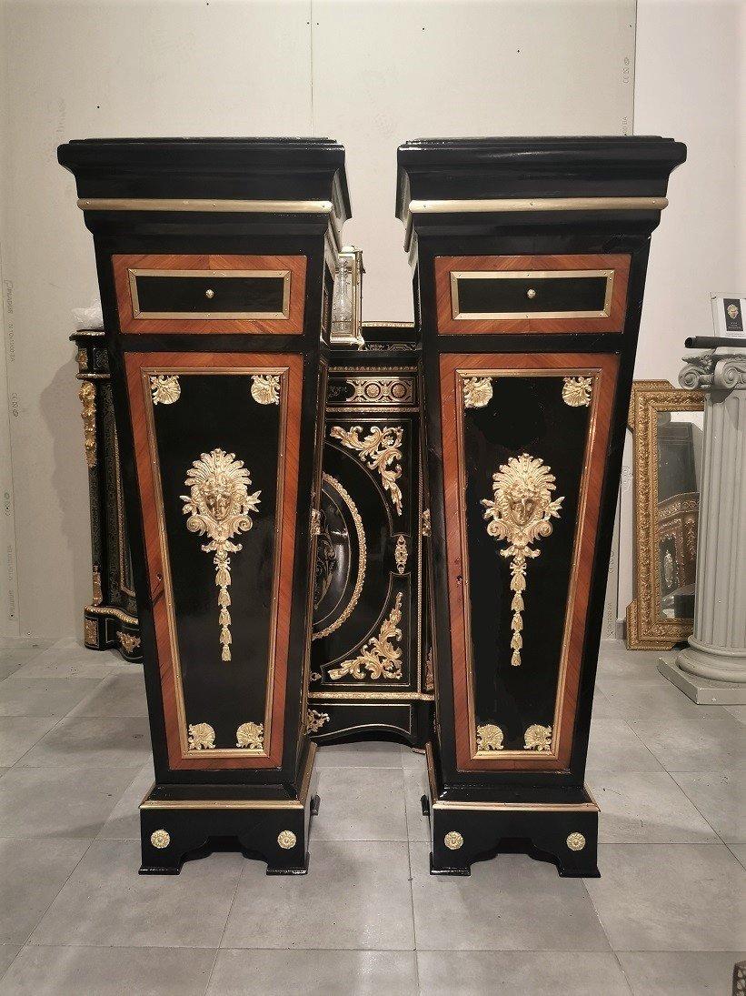 Blackened Napoleon III Style Pair of Pedestal Columns, France For Sale