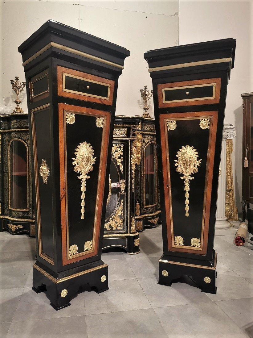 Paar Pedestal-Säulen im Stil Napoleons III, Frankreich (Messing) im Angebot