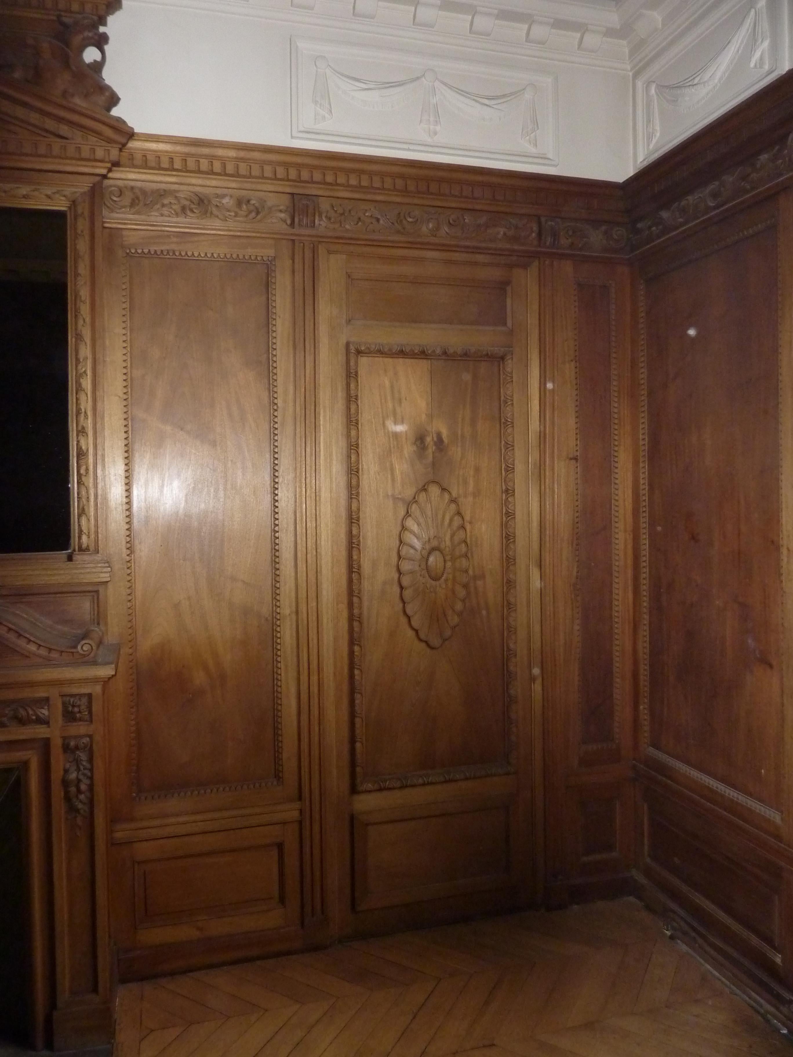 French Napoleon III Style Paneled Room with Fireplace and Mirror For Sale