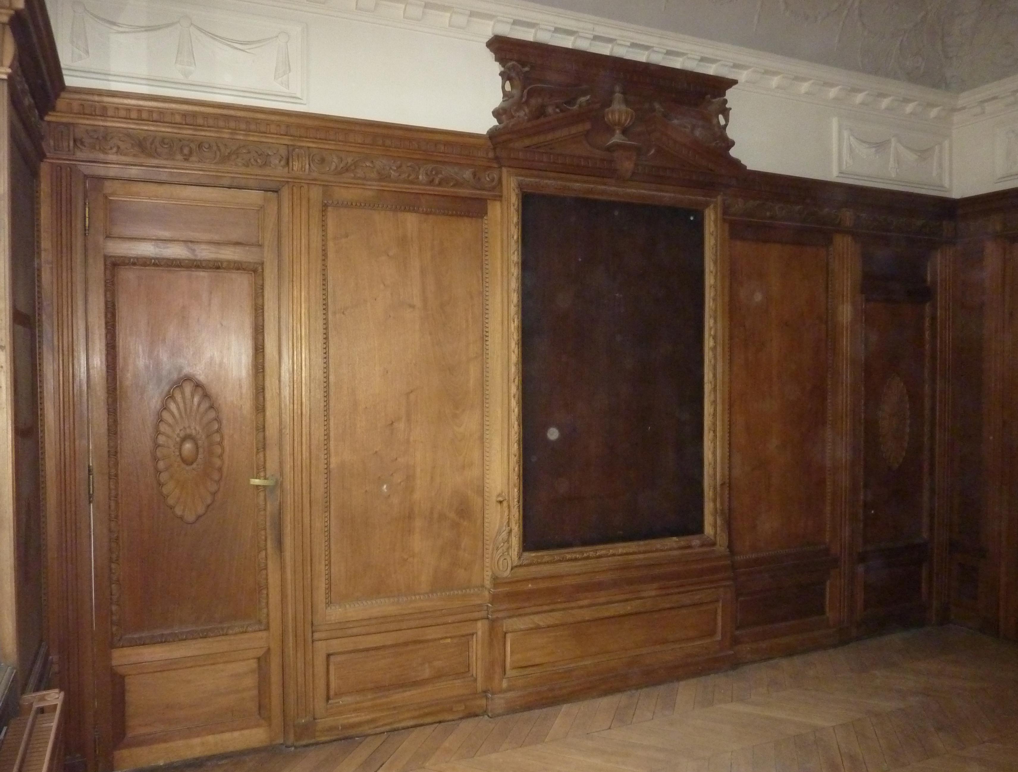 19th Century Napoleon III Style Paneled Room with Fireplace and Mirror For Sale