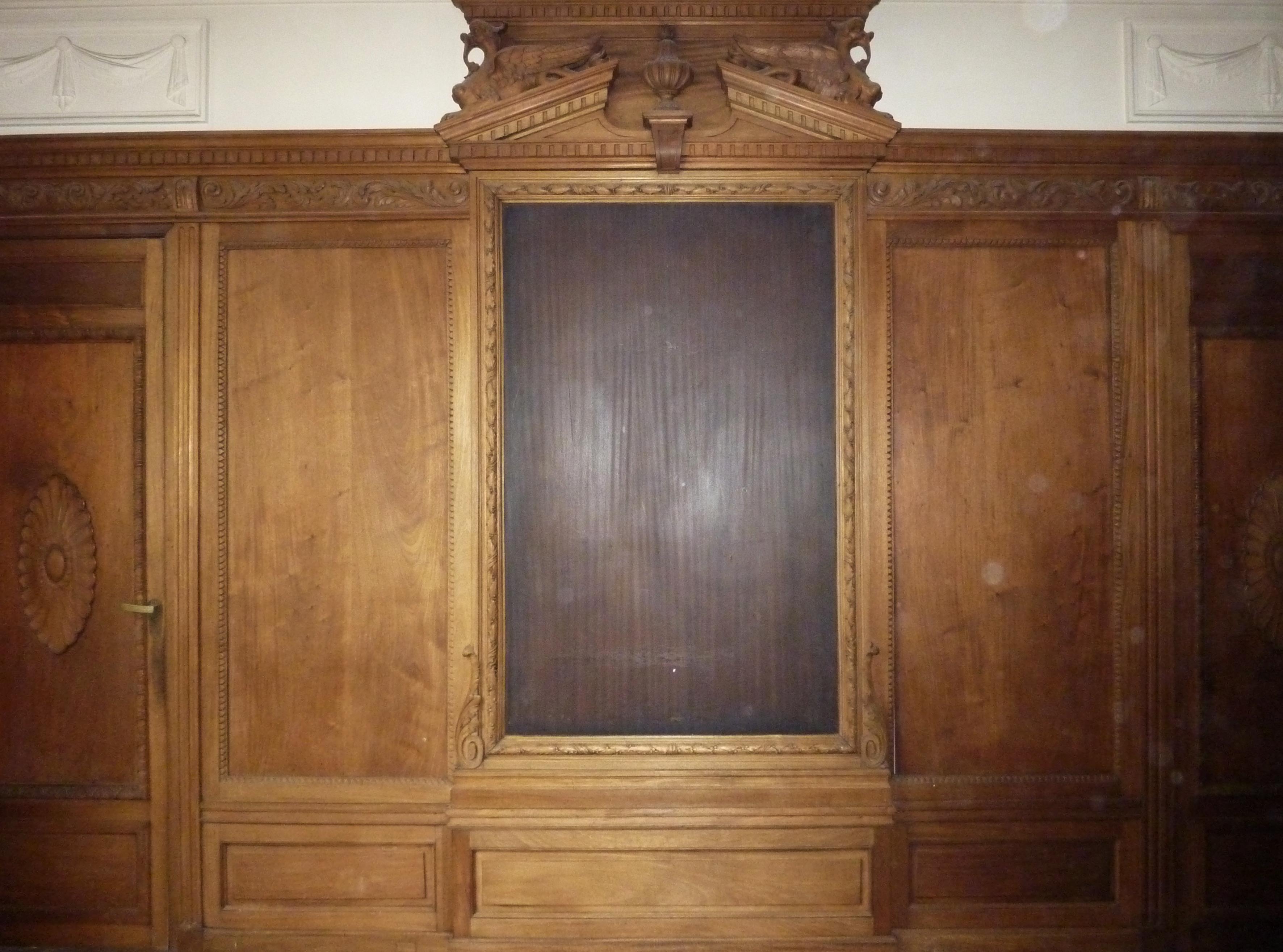 Wood Napoleon III Style Paneled Room with Fireplace and Mirror For Sale