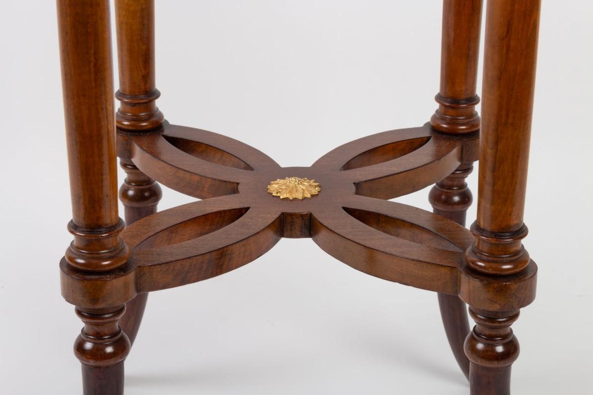 French  Napoleon III Style Pedestal Table in Walnut Veneer
