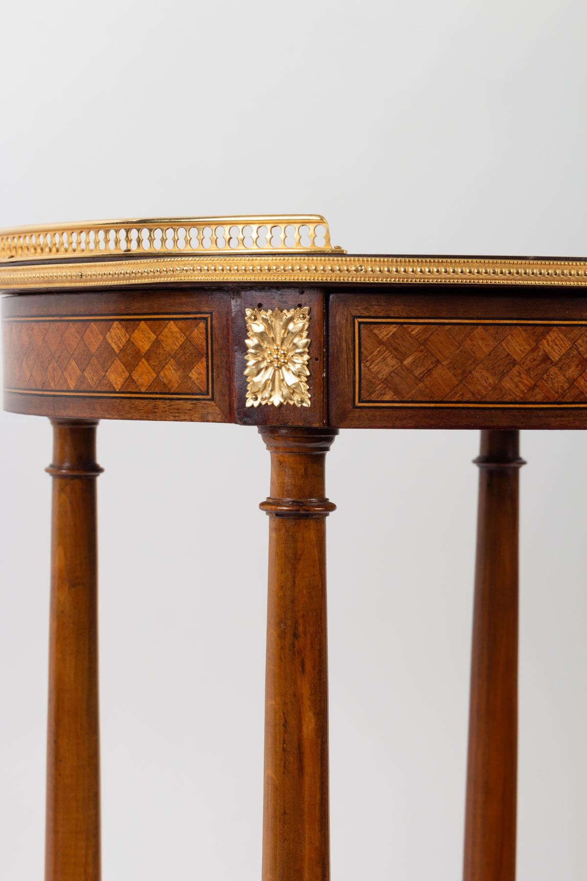 Gilt  Napoleon III Style Pedestal Table in Walnut Veneer