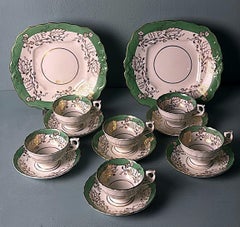 Napoleon III Style Porcelain de Paris Coffee Set 8 Pieces Gilt Floral Decoration