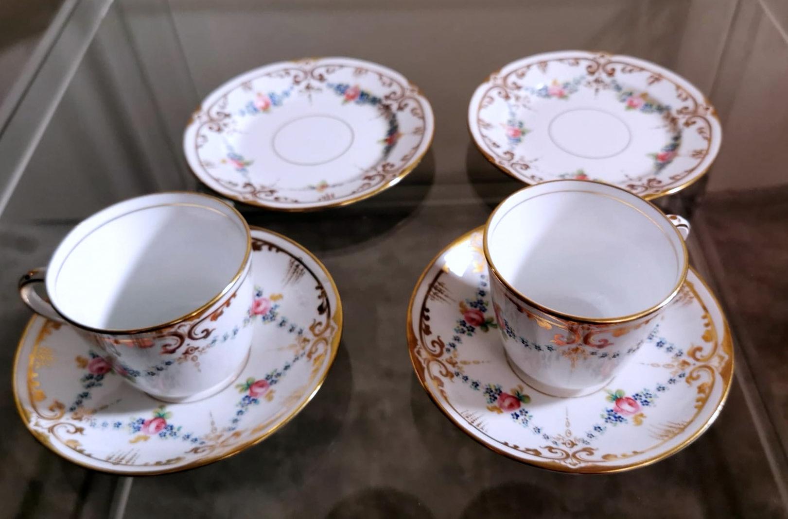 Napoleon III Style Porcelain De Paris Coffee/Tea Service For 12 People-28 Pieces In Good Condition For Sale In Prato, Tuscany