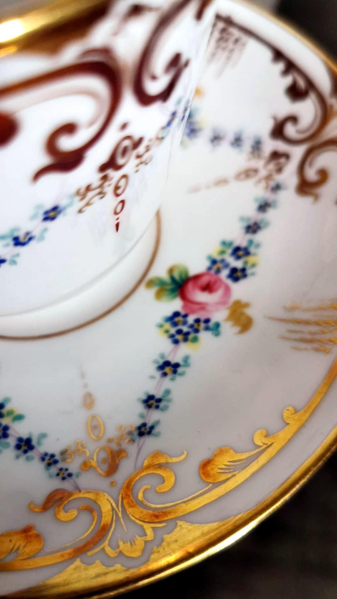 Service à café/thé en porcelaine de Paris de style Napoléon III pour 12 personnes-28 pièces en vente 1